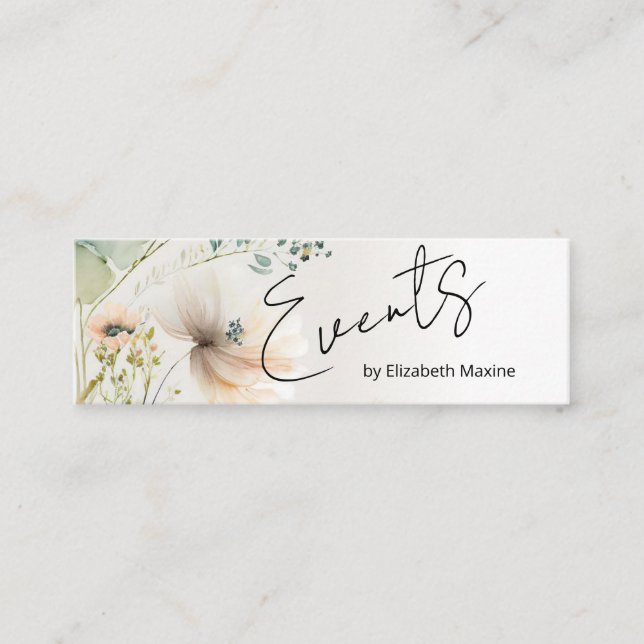 Event Planning Modern Boho Floral Mini Business Card (Front)
