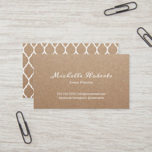 Event Planning Modern Script Rustic Kraft Business Card