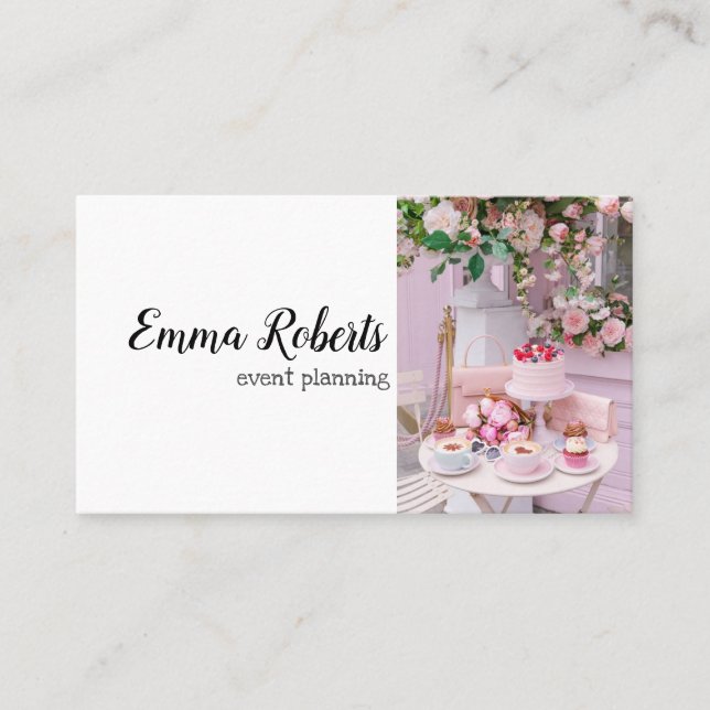 Event Planning Vintage Floral Elegant  Business Card (Front)