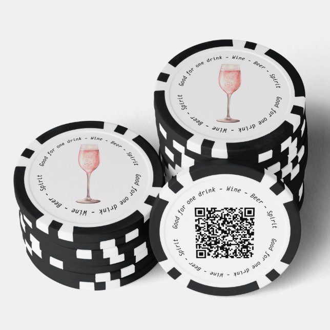 Event QR Code Pink Fizz Drink Voucher Poker Chips (Stack)