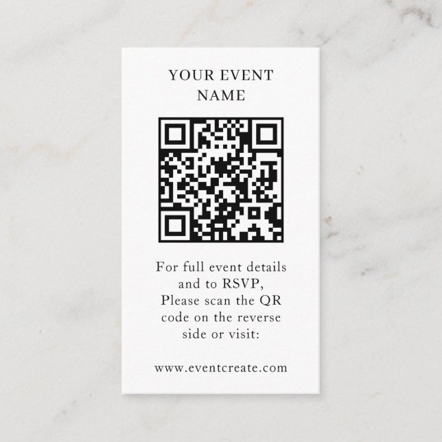 Event QR | Photo RSVP Online Website Link Enclosure Card (Front)