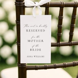 Event seat tag, reserved seat tag, chair tag,  invitation