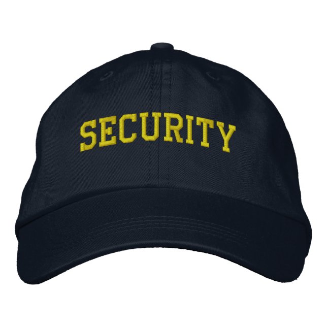 Event Security Golden Yellow on Black Embroidered Hat (Front)