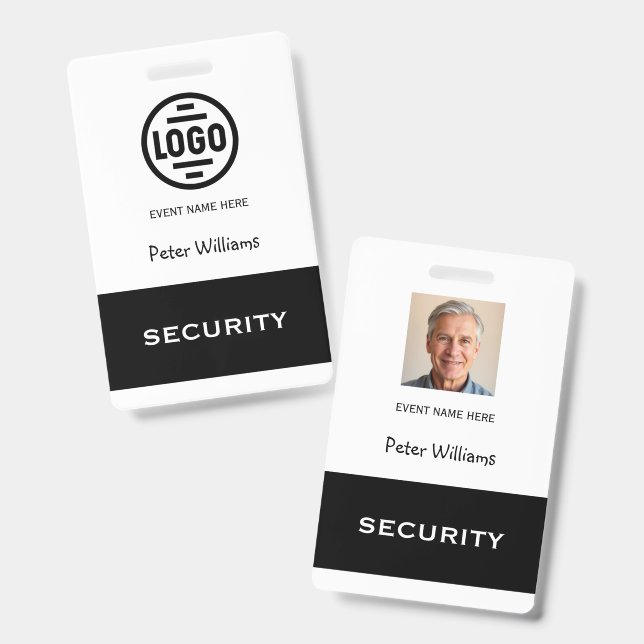 Event Security Photo ID Badge Pass (Front & Back)