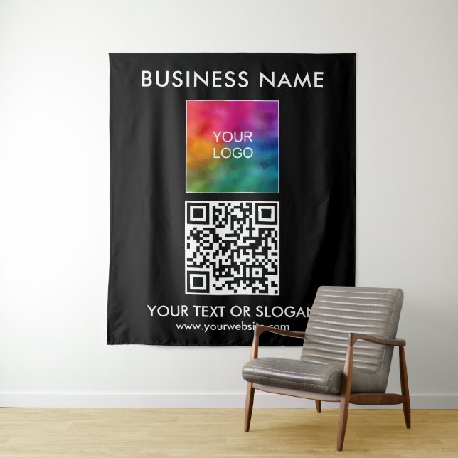 Event Seminar Party Business Logo QR Code Backdrop Tapestry (In Situ)