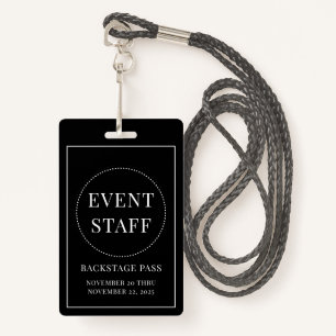 Event Staff Backstage Pass ID Badge