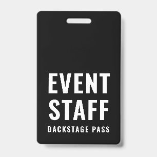 Event Staff Backstage Pass QR Code ID Badge