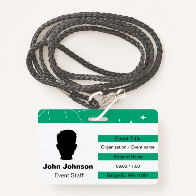 Event Staff Badge (Front with Lanyard)