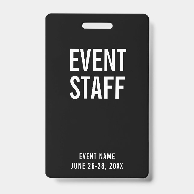 Event Staff Black All Access Pass Badge (Front)