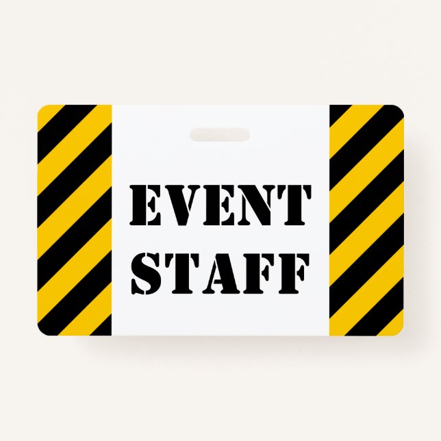 "EVENT STAFF" + Black & Yellow Stripes Badge (Front)