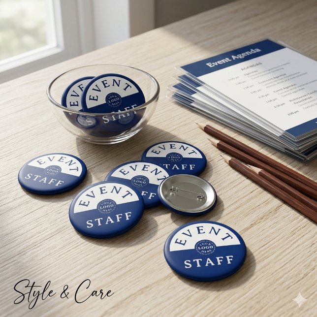 Event Staff Custom Navy Unique Stylish  2 Inch Round Button (Event Staff Custom Navy Unique Stylish Button)