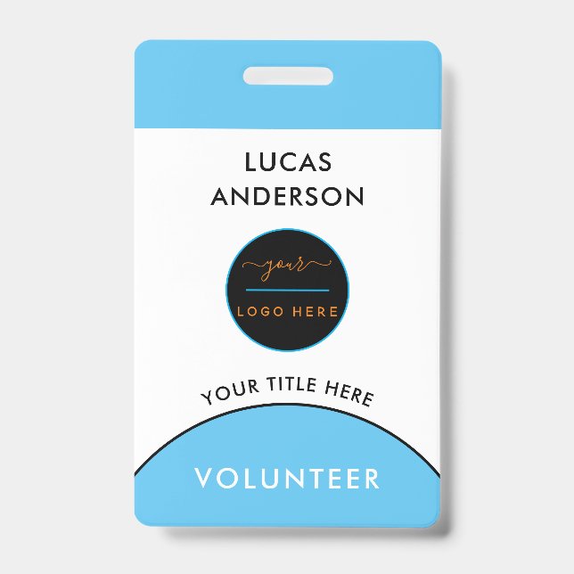 Event Staff Modern Name Badge Custom Logo Black (Front)