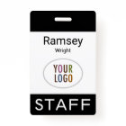 Event Staff Modern Name Badge Custom Logo Black