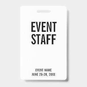Event Staff White All Access Pass Badge
