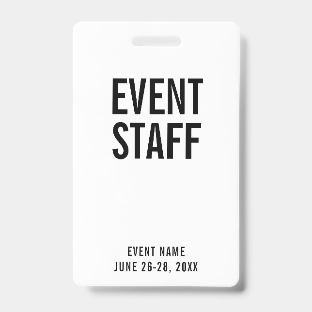 Event Staff White All Access Pass Badge (Front)