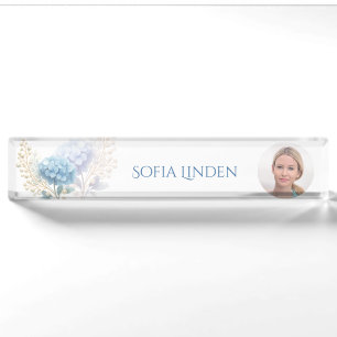 Event Stylist Powder Blue Hydrangea Watercolor Nameplate