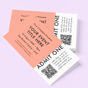 Event Ticket   Coral Pink QR Code Concert Ticket