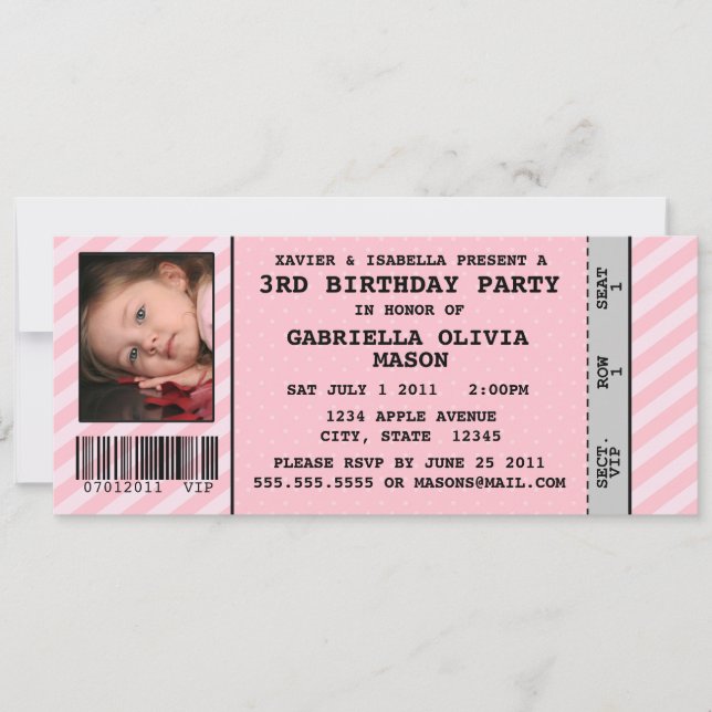 Event Ticket Style Birthday Party Inviation Invitation (Front)