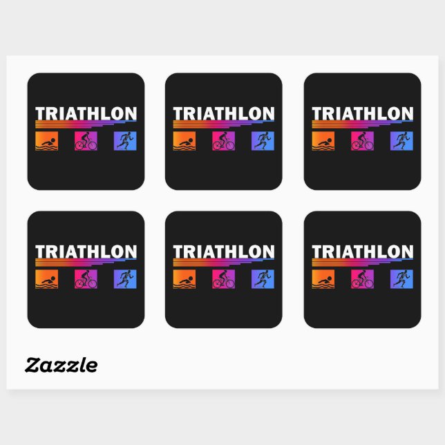 EVENT Triathlon/STICKER/100-200/:Swim, Bike, Run Square Sticker (Sheet)