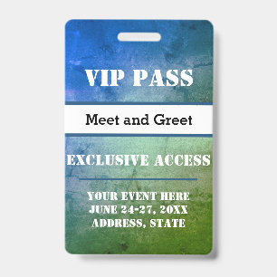 Event VIP Pass Exclusive Access Custom Badge