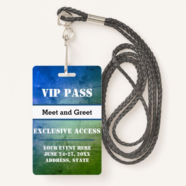 Event VIP Pass Exclusive Access Custom Badge (Front with Lanyard)