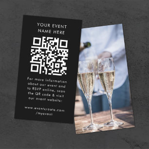 Event Website Modern Black Photo QR Code RSVP Enclosure Card