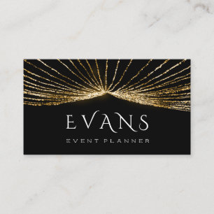 Event Wedding Planner Black Gold Lights Luminous Appointment Card