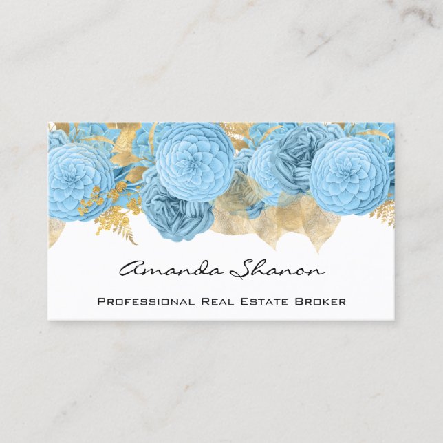 Event Wedding Planner Blue Floral  Logo QR CODE Business Card (Front)