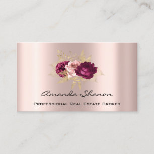 Event Wedding Planner Florals Rose Marsala QR Code Business Card