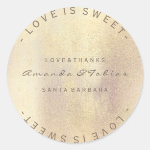 Event Wedding Thanks Pink Rose Gold Glass Faux Classic Round Sticker