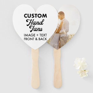 Éventail 10 x Coeur Écru Fans de mariage personnalisés