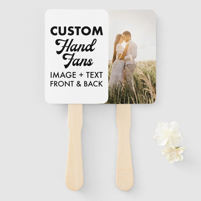 Éventail 10 x Rectangle Ecru Fans De Mariage Personnalisés (Devant et derrière)