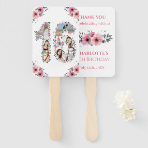 Éventail 16e anniversaire Photo Collage Rose Fleur Fille Bl