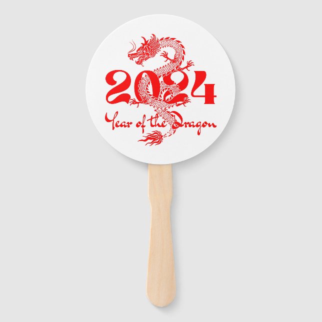 Éventail 2024 Année du Nouvel An chinois du Dragon (Devant)