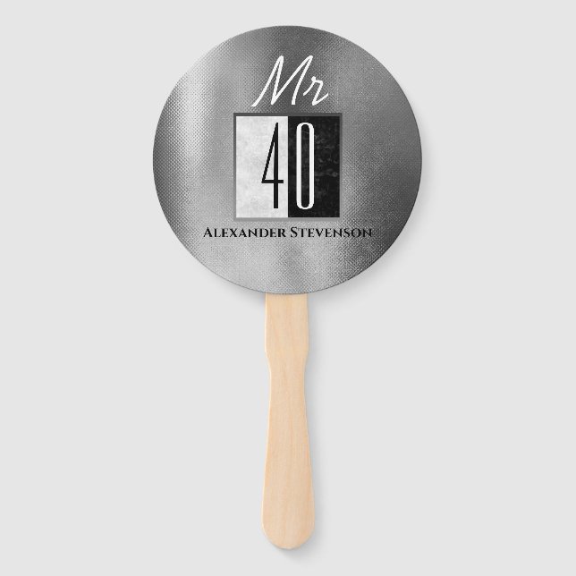 Éventail 40e anniversaire, M. 40, noir et blanc (Dos)