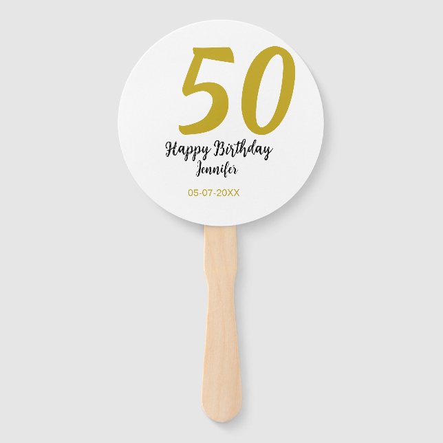 Éventail 50e anniversaire ajouter nom date année noire modè (Devant)