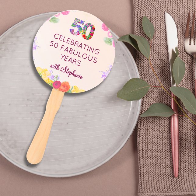 Éventail 50e fête d'anniversaire Floral Moderne 50 Mileston (Créateur téléchargé)