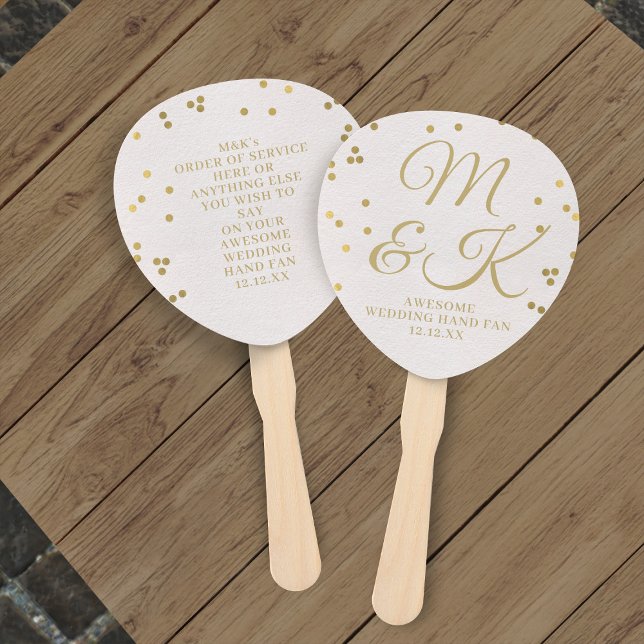 Éventail à main de mariage en confettis de couleur (Awesome wedding hand fan with space for your wedding details)