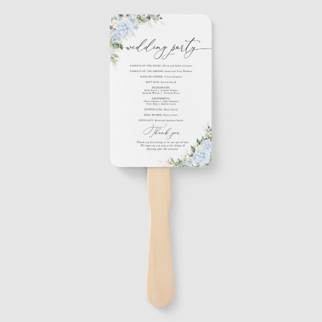 Éventail à main de programme de mariage floral Hyd (Dos)