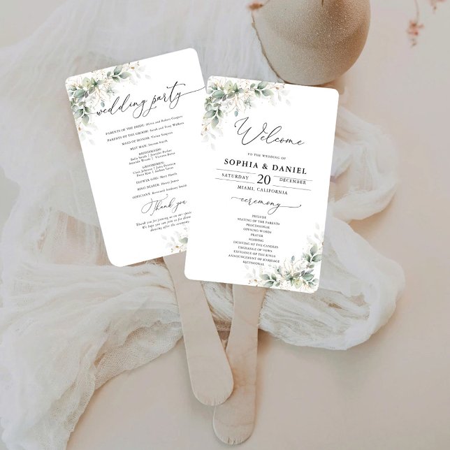 Éventail à main pour programme de mariage à verdur (Créateur téléchargé)