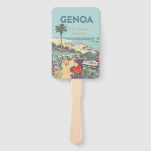 Éventail Affiche de voyage vintage Gênes Riviera italienne 