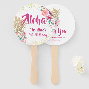 Éventail Aloha Pink Or Anniversaire Anniversaire Favoriser