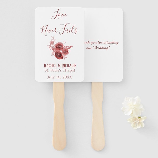 Éventail Amour de Bourgogne jamais déçu floral Mariage (Devant et derrière)