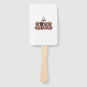 Éventail Amour de chiot mignon Saint-Valentin design de gra