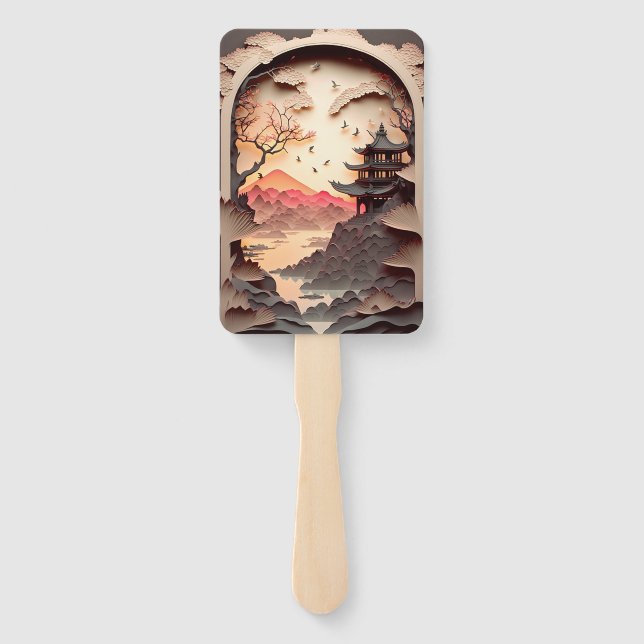 Éventail Ancien jeu de ventilateurs de découpe de papier de (Dos)