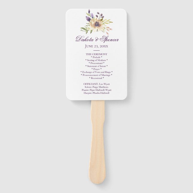 Éventail Anemone Garden Floral Boho Cérémonie Mariage moder (Devant)