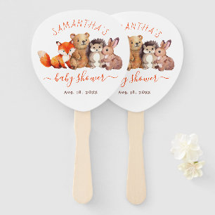 Éventail Animaux aquarelle écriture rouge pour une baby sho