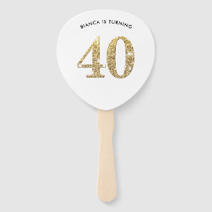 Éventail ANNIVERSAIRE AMATEUR moderne chic or parties scint