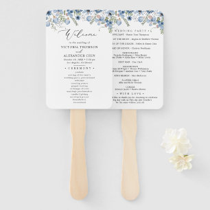 Éventail Aquarelle Bleu Cute Programme de mariage Ventilate