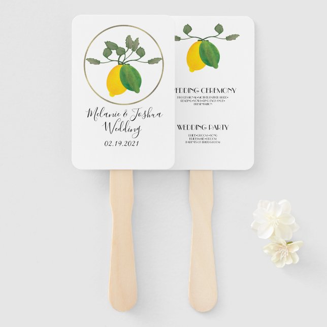 Éventail Aquarelle Citron Vert Limoncillo (Devant et derrière)